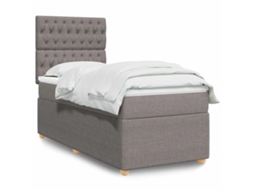 Vidaxl Cama Com Molas/colchão 80x200 Cm Tecido Castanho-acinzentado