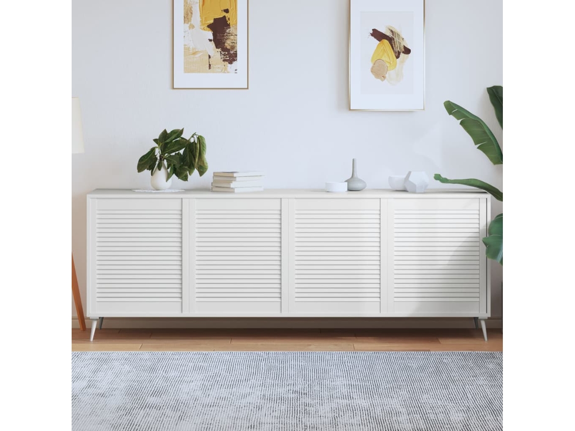 Vidaxl Portas De Armário 4 Pcs Design De Persiana Pinho Maciço Branco