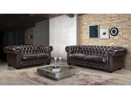 Sofá LINEA SOFA Brenton (Pele - Castanho - 73x201x96 cm)