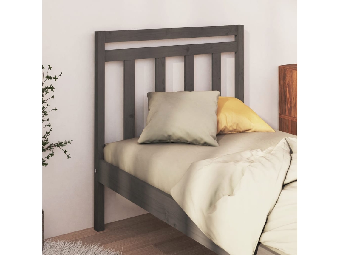 Vidaxl Cabeceira De Cama 95x4x100 Cm Pinho Maciço Cinza