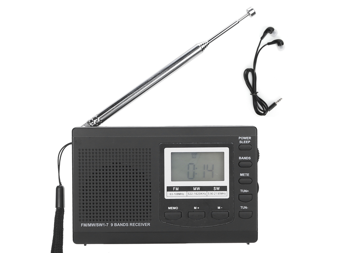 Aetheria rádio Portátil Hrd 310 Fm/mw/sw Estéreo com Relógio Digital e Fone de Ouvido 3.5mm