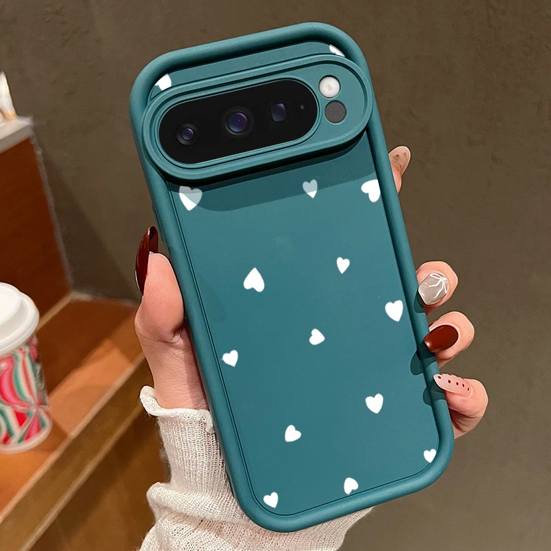 Capa Protetora Macia Com Estampa De Coração Para Google Pixel 9 Pro (azul), À Prova De Choque.
