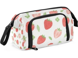 Estojo Grande Vermelho Morango, Material Escolar Fofo com Fecho de Zíper para Meninas e Crianças em Idade Pré