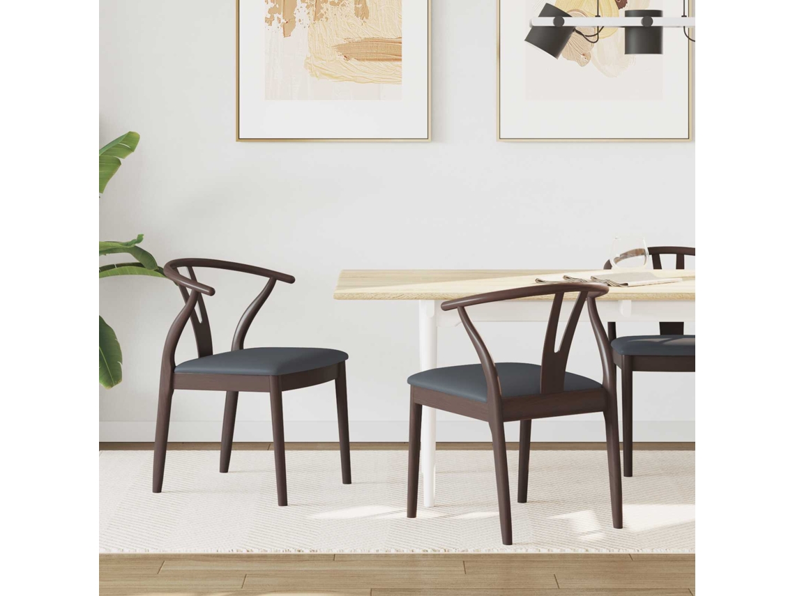 Vidaxl Cadeira De Jantar 2 Pcs Marrom Claro E Preto