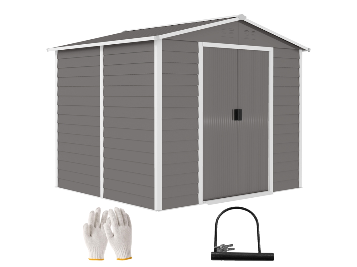Geräteschuppen Aço Resistente, Fechável, 2,40x2,06x1,98m, Cinzento Claro