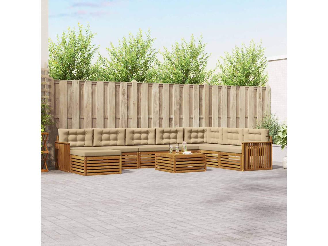 Vidaxl Conjunto De Sofás Para Exterior 9 Unid. Natural E Bege
