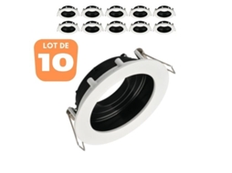 Conjunto de 10 Beta R3 Round White/Black Spot Suporta Mr16 Gu10/Gu5.3 BRAYTRON