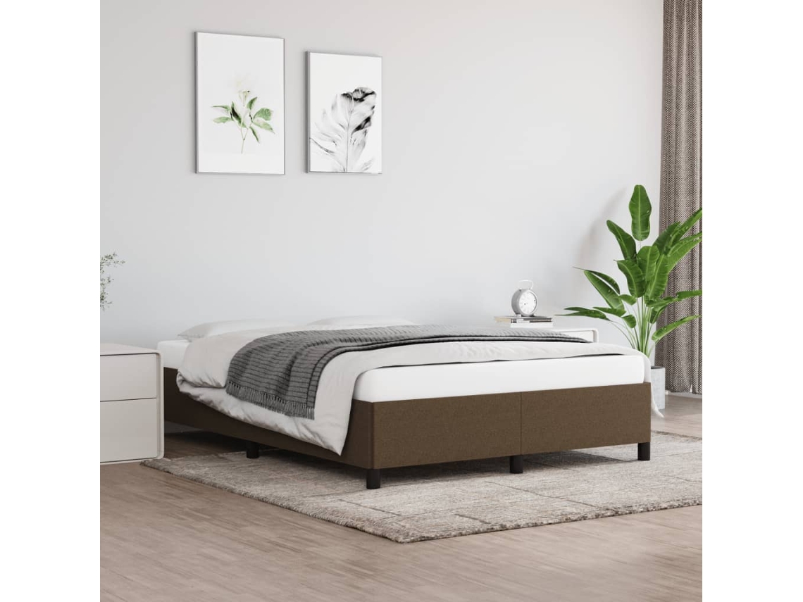 Vidaxl Estrutura de Cama Sem Colchão 140x200 Cm Tecido Castanho escuro