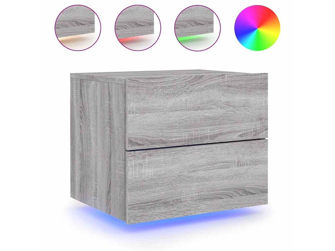 Mesa de Cabeceira de Parede com Luzes Led Cinzento Sonoma MAISON EXCLUSIVE