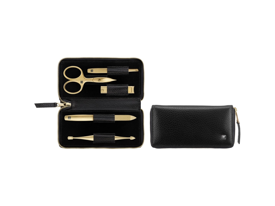 Twinox Gold Edition Manicure Set 97748 004 0 Black Leather Case 5 Pieces Black Zwilling