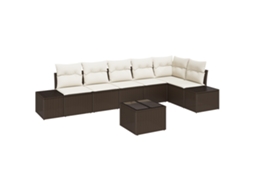 Conjunto 7 Conjunto De Sofá Modular Vidaxl Castanho Vime Pe