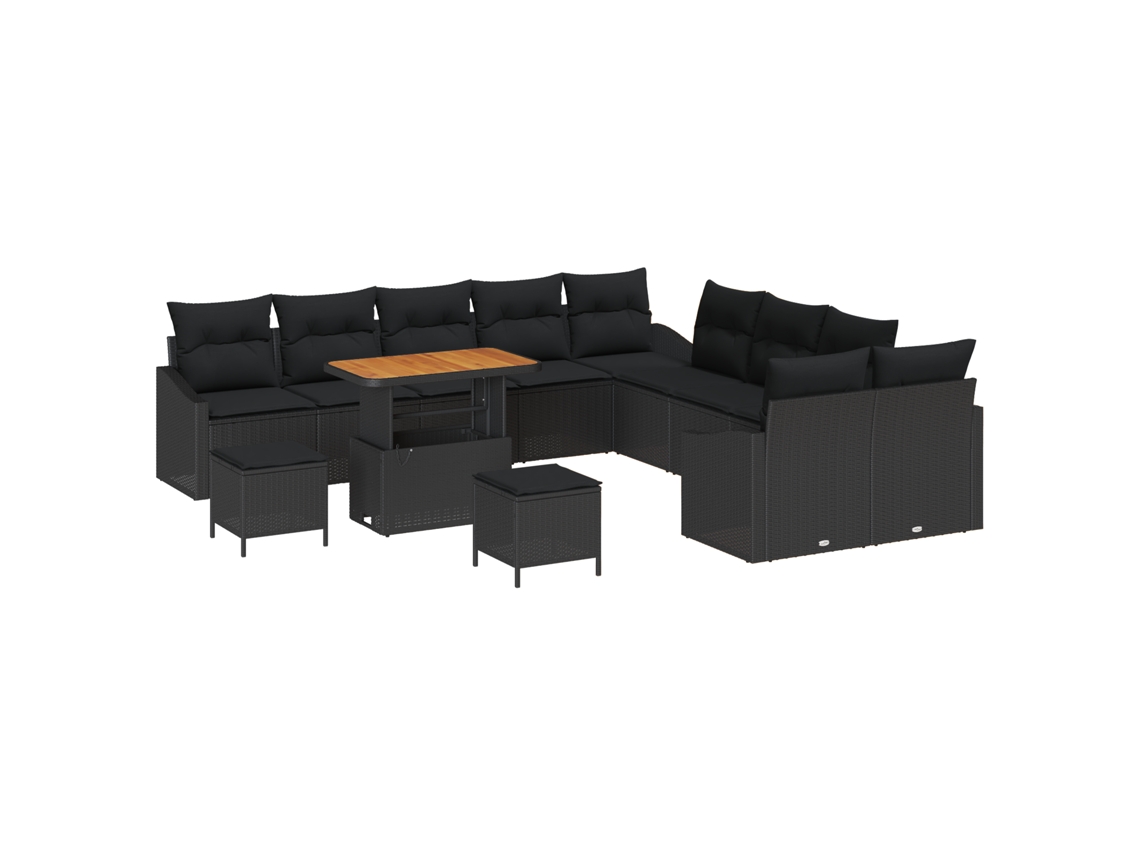 Sofá De Jardim Vidaxl Preto Vime Pe (100 X 100 X 71 Cm)