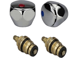 Kit De Renovação Em Metal Cromado Vermelho E Azul Para Torneira De Água Quente E Fria- Pacote Com 2 Unidades, 1/ 2