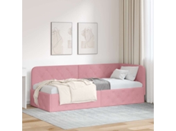 Vidaxl Estrutura De Cama De Canto Rosa 80 X 200 Cm Veludo