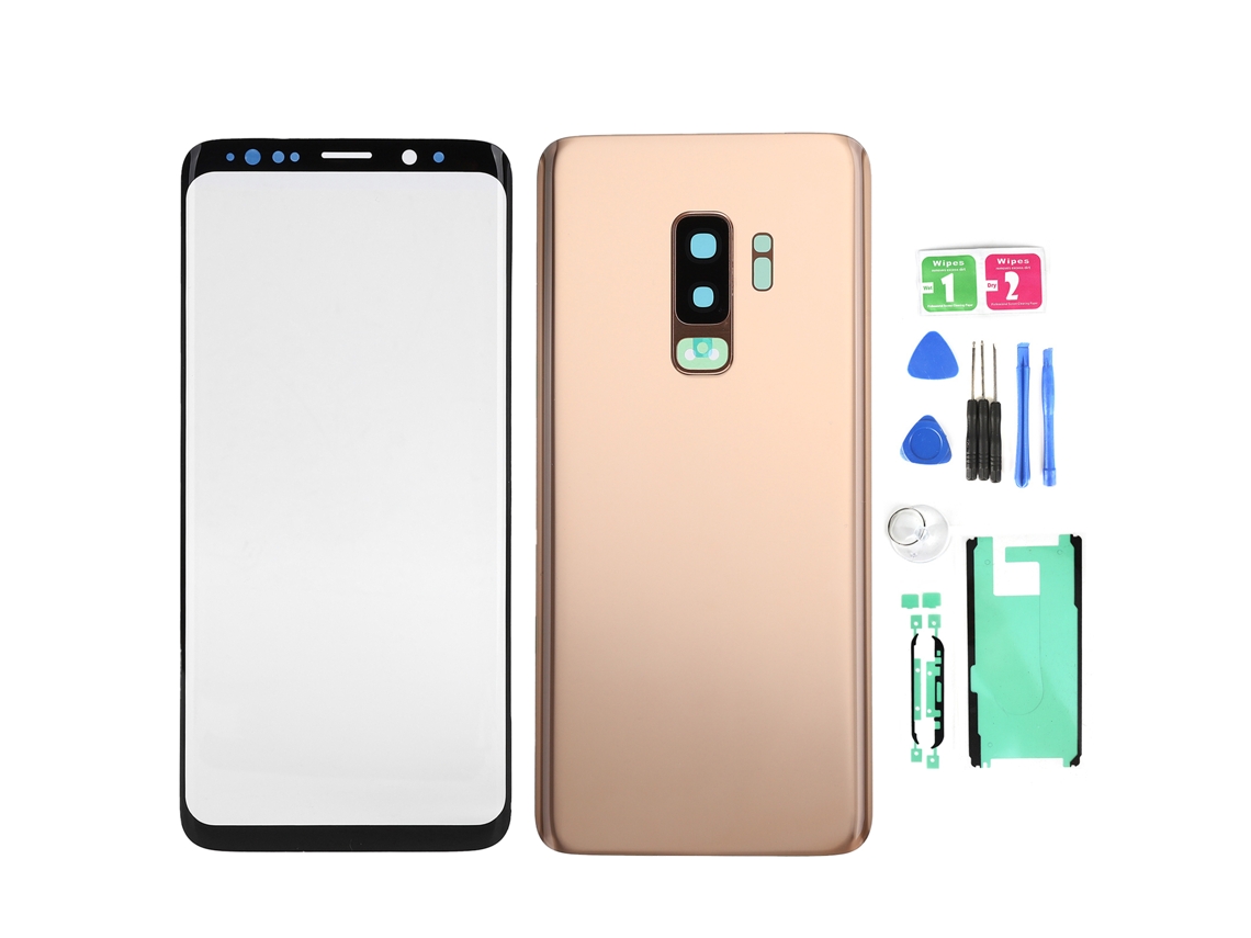 Aetheria kit Substituição Vidro Tela Frontal e Capa Traseira para Samsung S9+ G965 Dourado