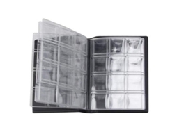 Caderno de Moedas Nova Line, 120 bolsos, capa preta, PVC transparente | S/MARCA