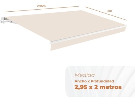 Toldo Manual Completo SMARTSUN Lona de Acrílico (Cru - 4x2,5m)