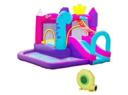 Castelo Inflável Com Escorregador, Cama Elástica, Área De Recreação, Piscina E Cesta. Para Até 3 Crianças A Partir De 3 Anos. Inclui Bomba De Ar