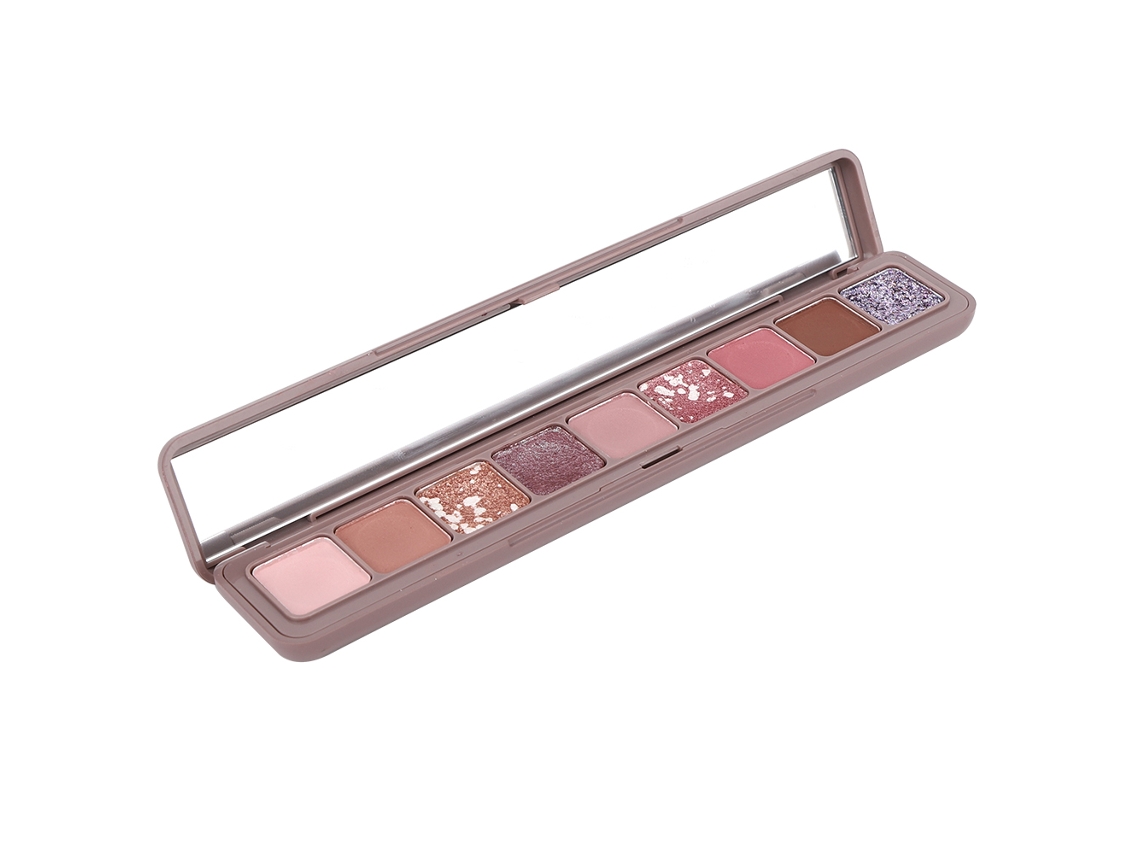 Paleta de Sombras Matte e Glitter, Tons Terrosos Nude Suaves, 9 Cores, Compacta, 13,5g
