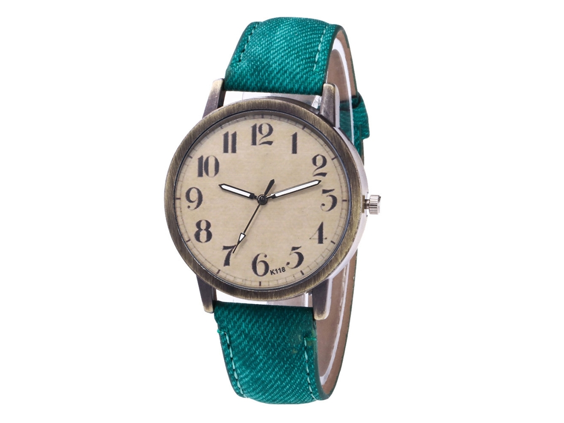 Reloj De Pulsera Casual Para Hombre Y Mujer Con Correa De Jean Verde Zhoulianfa