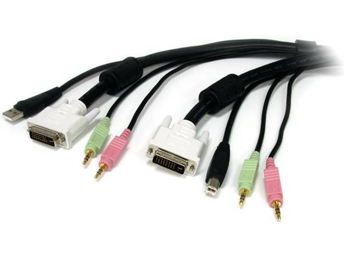 Adaptador STARTECH (DVI, USB B e Jack 3.5mm - DVI, USB B e Jack 3.5mm - 1.8 m - Preto)
