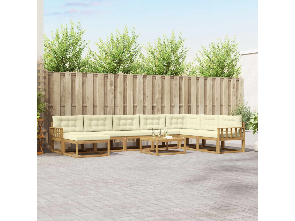 Vidaxl Conjunto De Sofás Para Exterior 9 Pcs Branco E Creme