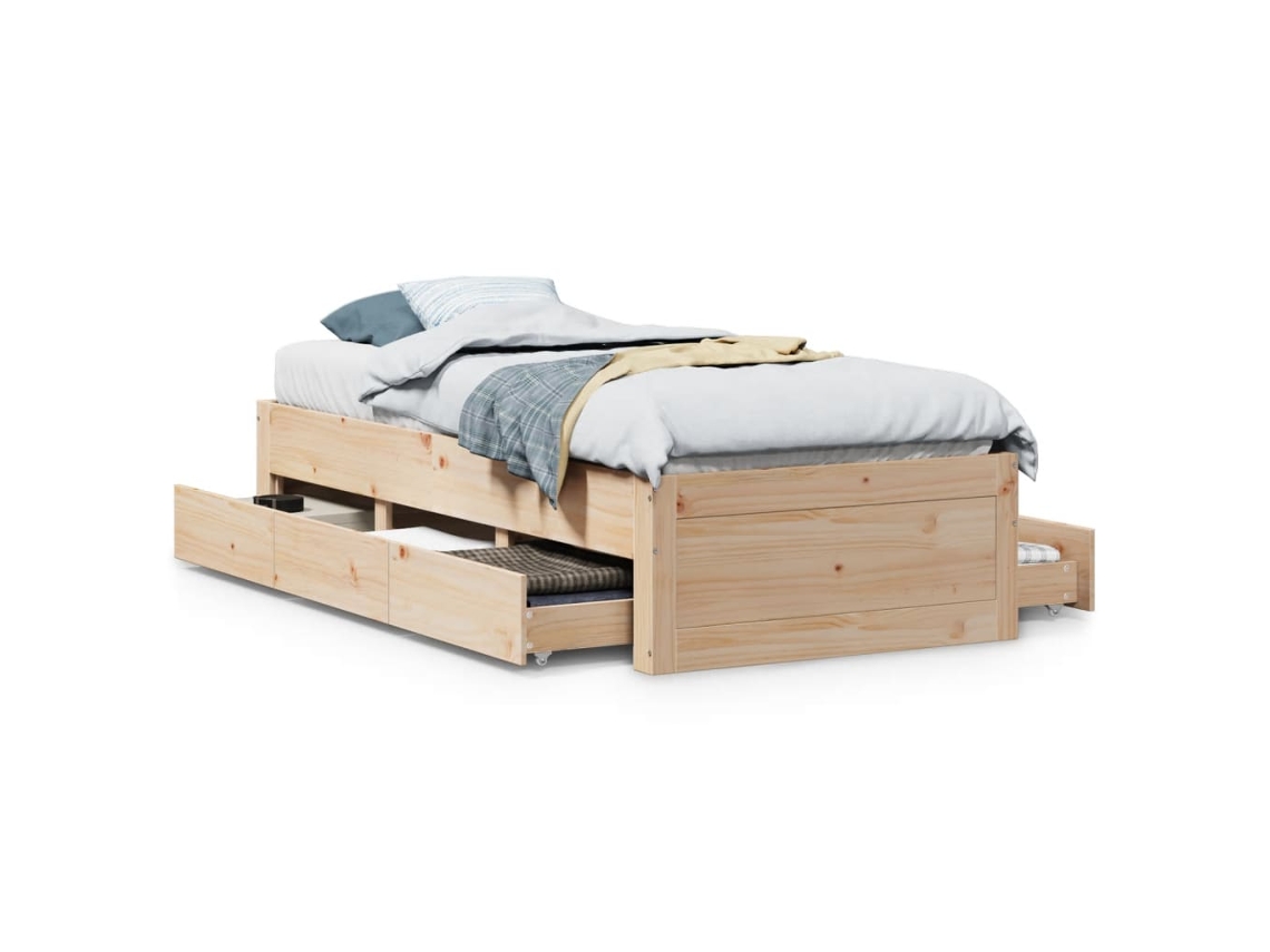 Bed Frame, Bed Frames Vidaxl Marrom Madeira De Pinho (75 X 190 Cm)