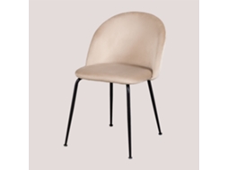 Sklum Pack 2 Cadeiras De Jantar Estofadas Em Veludo Kana Design Poliéster     Preto                 Castanho Trigo