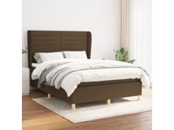 Vidaxl Cama Com Molas/colchão 140x200 Cm Tecido Castanho-escuro