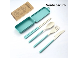 Conjunto de Talheres Portáteis de Quatro Peças , Feitos de Plástico Pp Ecológico, Desmontáveis. MDUG (verde Escuro)