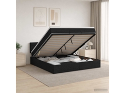 Vidaxl Cama Ottoman Com Colchão Preto 140 X 190 Cm Tecido
