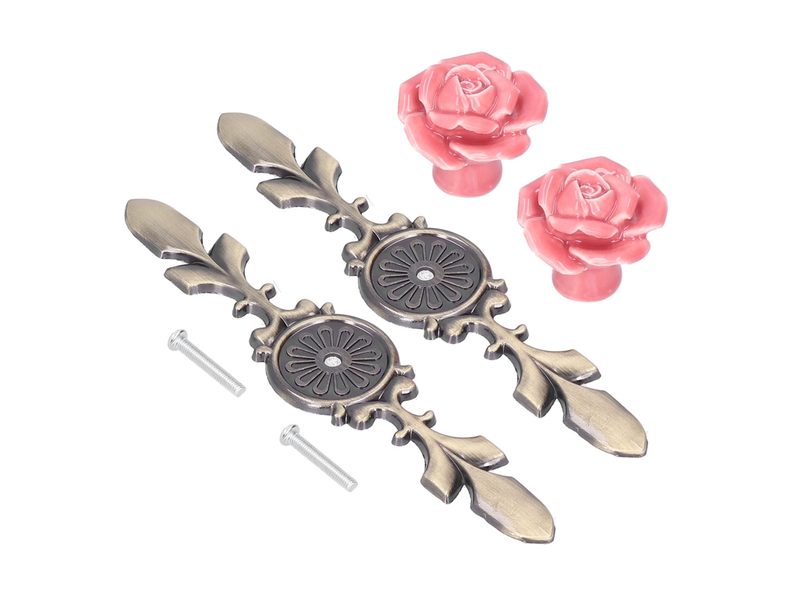 Conjunto de 2 Maçanetas de Armário em Cerâmica Forma de Rosa Primerox