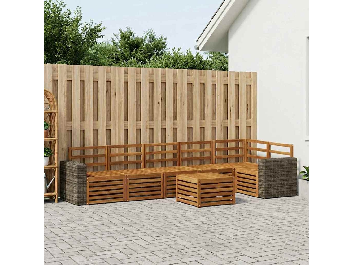 Vidaxl Conjunto De Sofás Para Exterior 7 Unid. Natural Poliéster