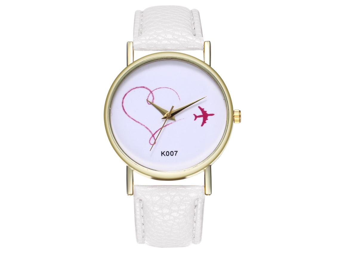 Reloj De Pulsera Analógica De Cuarzo Con Dial Redondo Para Mujer Moda (blanco)