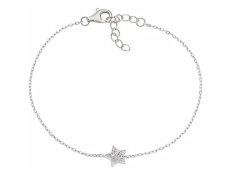 Pulseira Amen Estrela Prata 925 Zircônias Brancas Ajustável 163 Cm