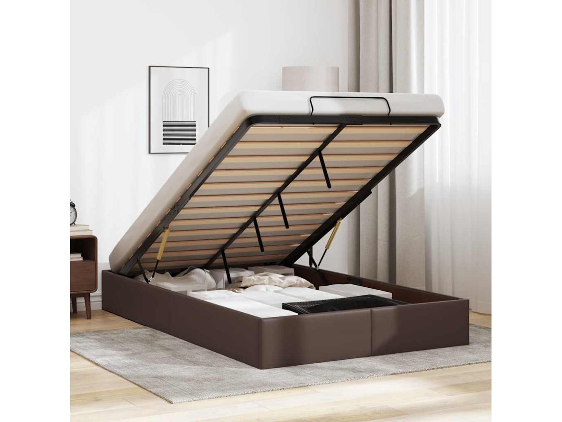 Estrutura De Cama Otomana Sem Colchão 120x190 Cm Castanha