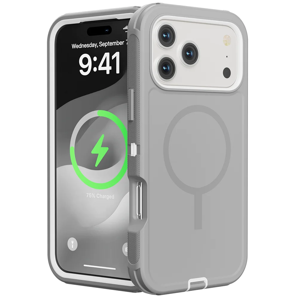 Capa Para Celular (cinza, Iphone 15 Plus), Compatível Com Encaixe Magnético Magsafe, Capa Protetora À Prova De Choque.
