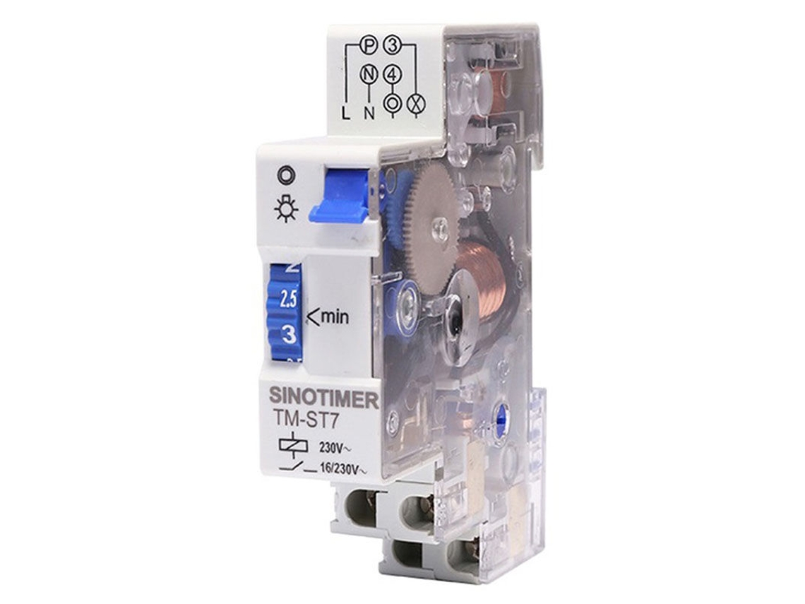 Temporizador Mecânico Tm, St7 220v Ac de 7 Minutos, Módulo Único de 18 Mm, para Trilho Din, para Escadas BRILVIBERA