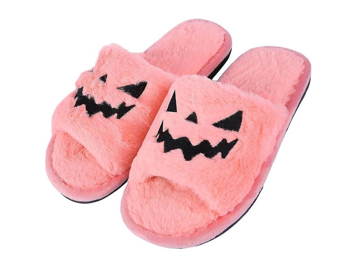 2026 pantuflas de Halloween Calabaza Mujer Zapatos de Casa Cartoon Peludos para Niñas Y Damas