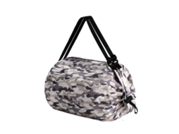 Sacola de Compras Dobrável, Design Dobrável, Grande Capacidade, Tecido Oxford, Amplamente Utilizada, Reutilizável, Camuflagem Cinza. GOKOCO