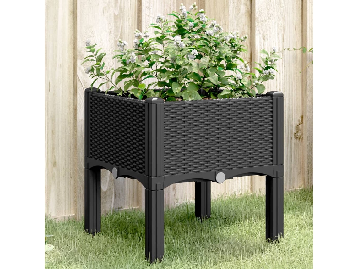Vidaxl Vaso/floreira De Jardim C/ Pernas 40x40x42 Cm Pp Preto