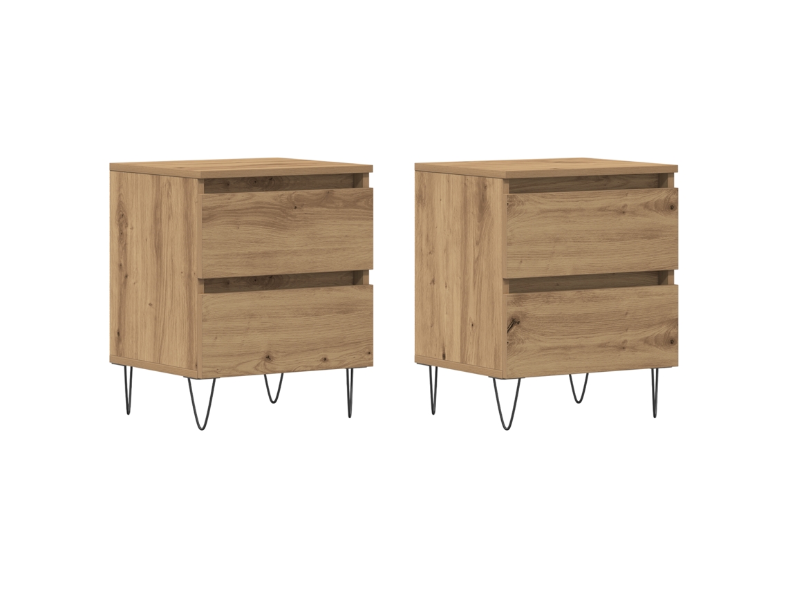 Conjunto 2 Mesa-de-cabeceira Vidaxl Castanho Derivados De Madeira (40 X 35 X 50 Cm)