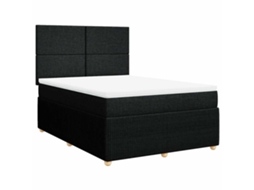 Cama com Molas/colchão 140x190 Cm Tecido Preto MAISON EXCLUSIVE