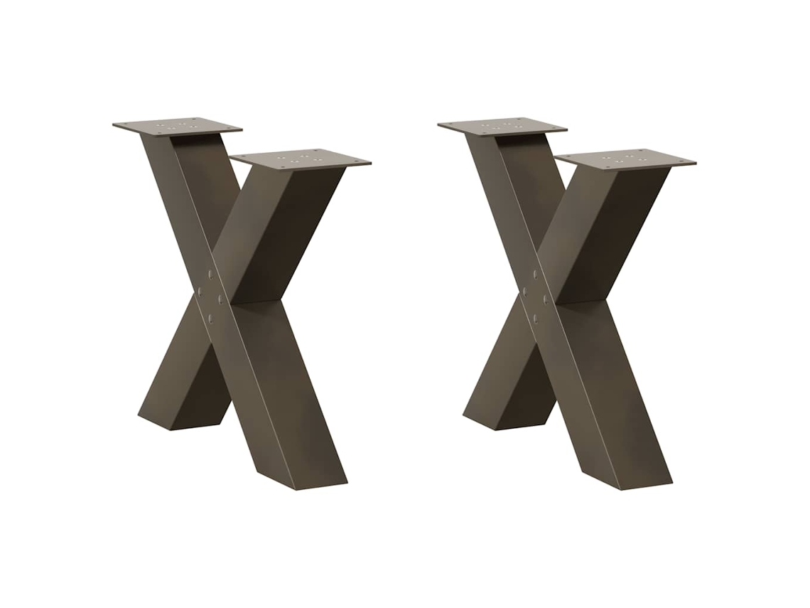 Vidaxl Pés Para Mesa De Centro Em Formato De X, 2 Peças, Aço Natural, 60x (42-43) Cm, Aço
