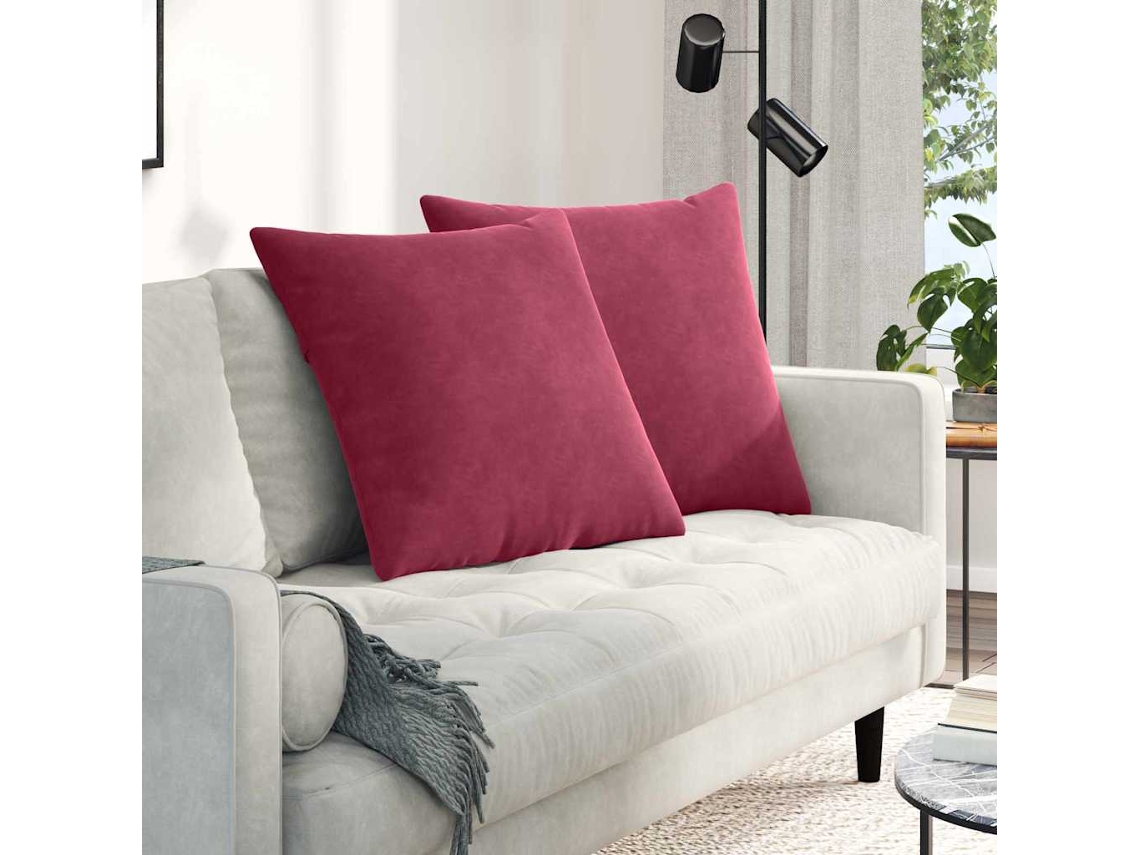 Vidaxl Travesseiros De Sofá 2 Pcs Vinho Vermelho 80 X 80 Cm