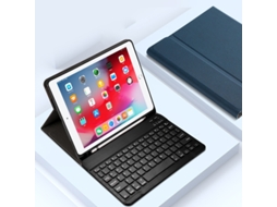 Lurelia Capa Com Teclado Bluetooth Para Ipad Pro9.7 Em Tecido Com Suporte Para Caneta, Azul E Preto