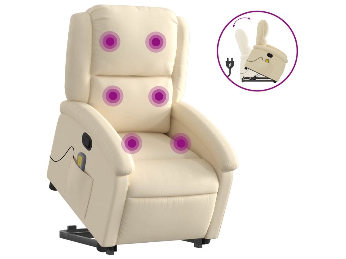 Stand Up Massage Recliner Chair, Stand Up Massage Recliner Chairs Vidaxl Creme Tecido