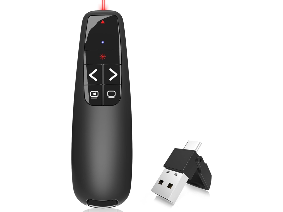 Passador De Slides / Comando Remoto Para Apresentações Powerpoint: Interface Usb-c, Passador De Slides Com Laser Vermelho