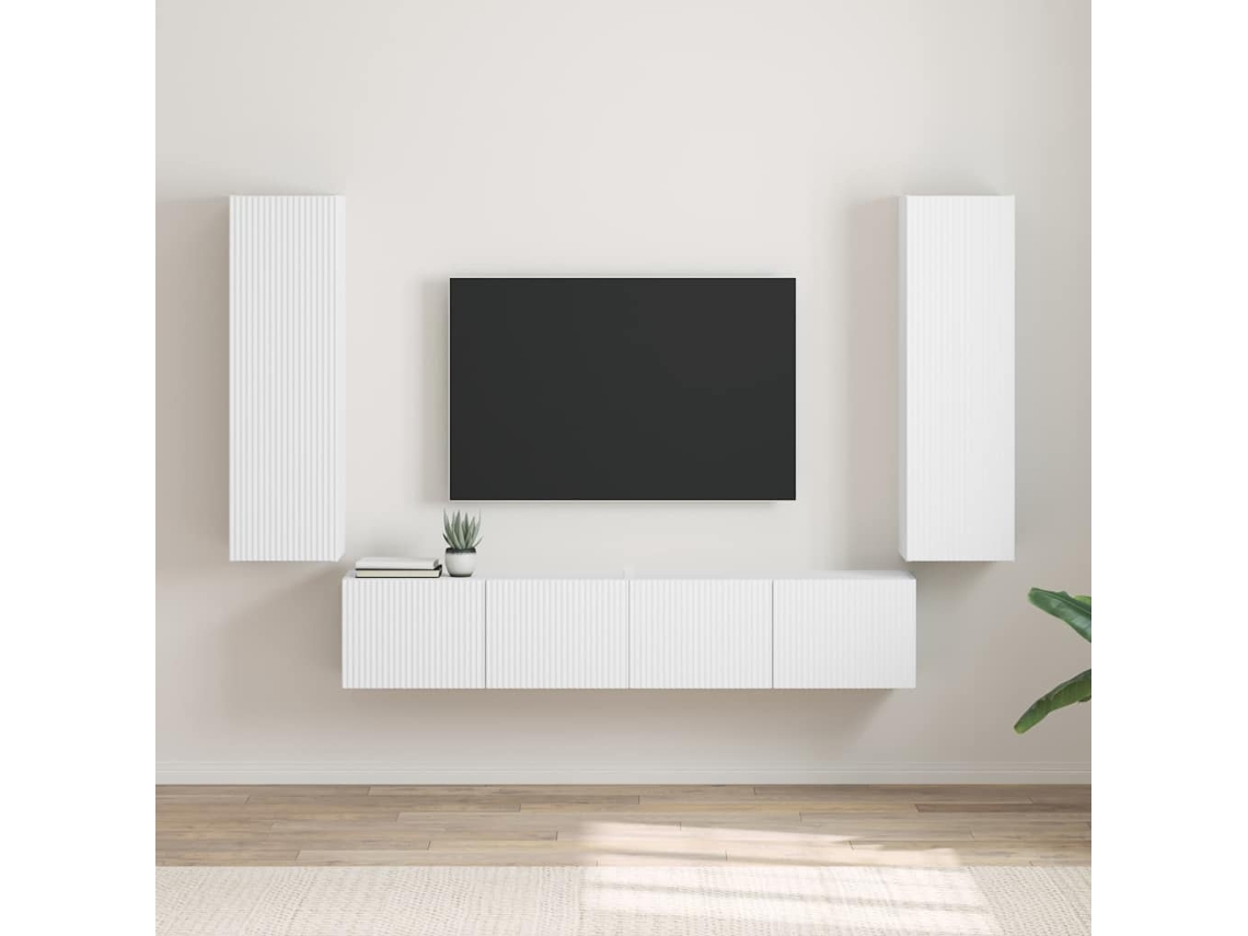 Vidaxl Armário De Tv De Parede 2 Pcs Branco 30 X 31 X 100 Cm