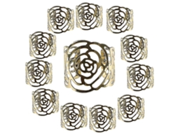 Rebe 12 Anéis para Guardanapos de Cristal Brilhantes e Elegantes, Cor Ouro, Material Ferro, para Decoração de Mesa em Eventos e Lar